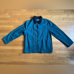 J.Crew Green Button-Up Jacket with Black Collar